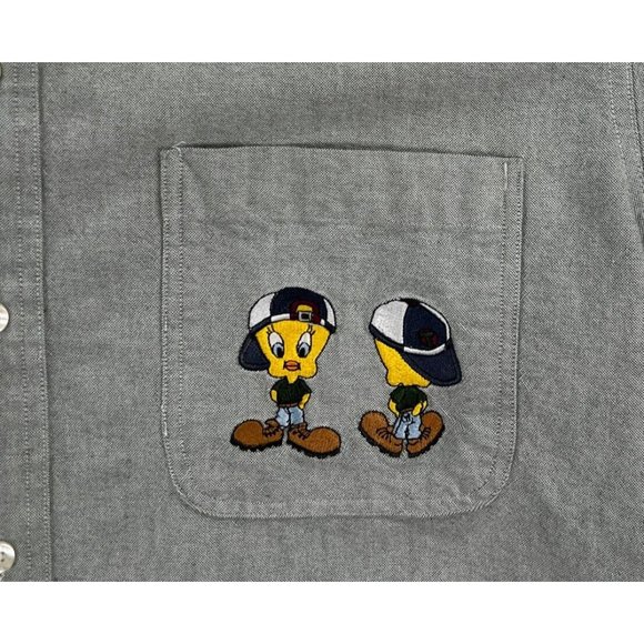 ACME CLOTHING CO. Gray Button Down Shirt Men M (S) Looney Tunes 1994 Vintage - Picture 3 of 16